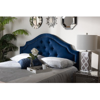 Baxton Studio BBT6564-Navy Blue-HB-King Cora Modern and Contemporary Royal Blue Velvet Fabric Upholstered King Size Headboard